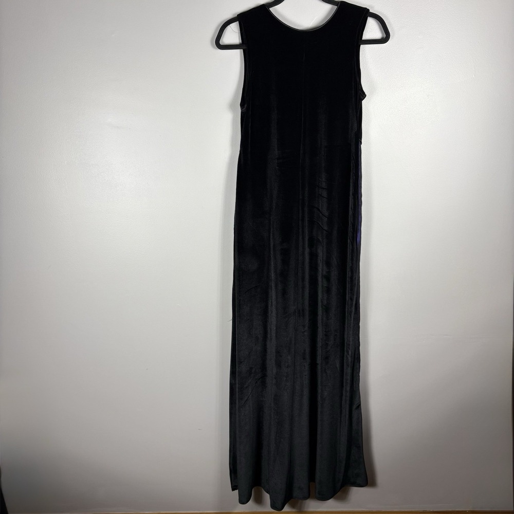 VTG Cykxtees Large‎ Black Purple Velvet Sleeveless Medieval Goth Gown Maxi Dress - Picture 3 of 12